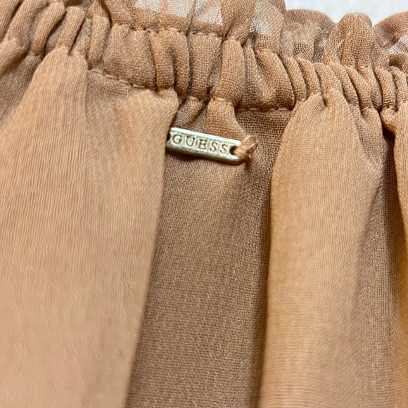 Guess LS Hale Off Shoulder Top Nude Long sleeve Sheer - Picture 3 of 7